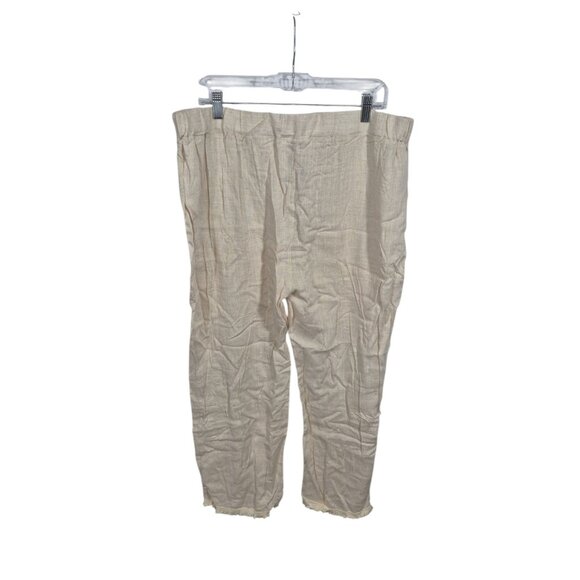 Coco Carmen Womens Linen Pants Size XXL Pull On Fringe Hem Minimalist Summer - Picture 2 of 7